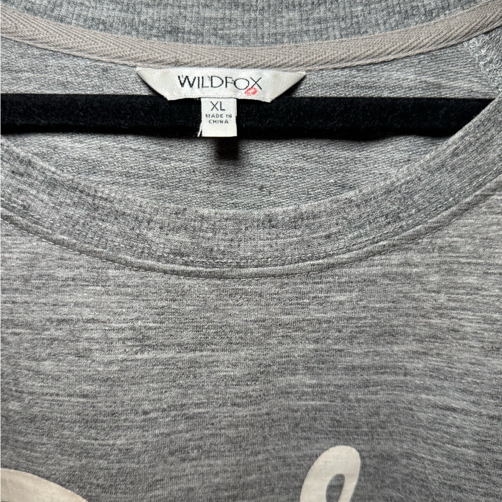 Wildfox Heather Gray Oversized Crewneck Sweatshirt Pour Favor Graphic - Picture 6 of 8